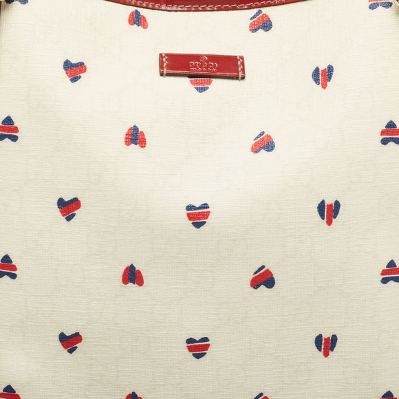 GUCCI Red/White GG Supreme Coated Canvas and Leather Large Heart Joy Tote - Picture 6 of 8